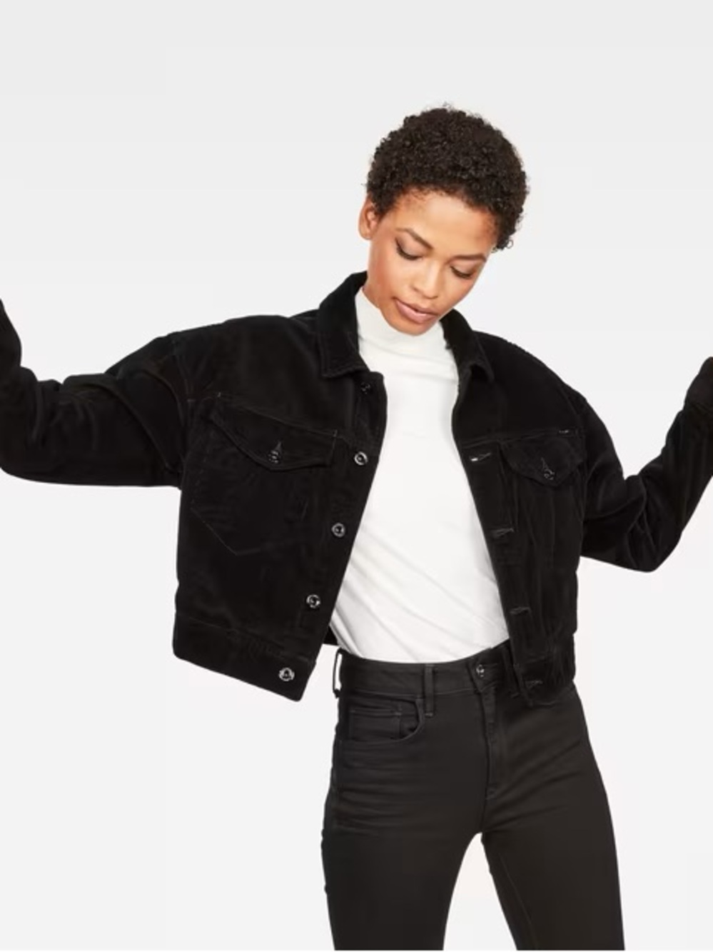 G-Star Black Cropped Corduroy Jacket